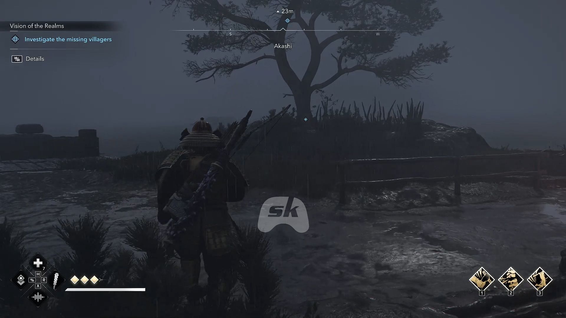 Go under the marked tree and dig the spot (Image via Sportskeeda Gaming // Ubisoft)